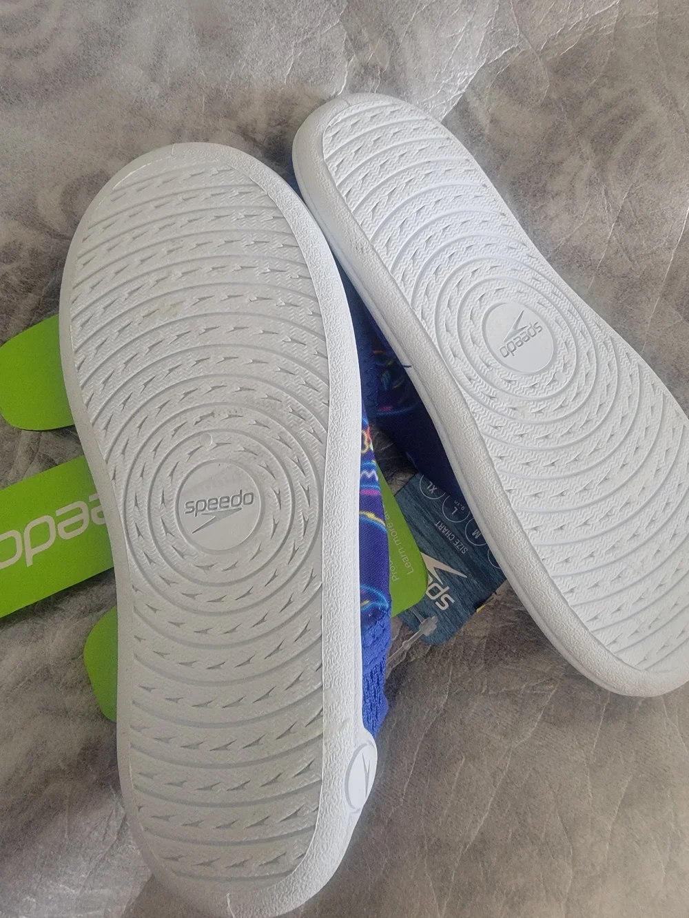 Speedo Little Boys S(5/6) & L (9/10) Aqua Socks Water Shoes Blue .